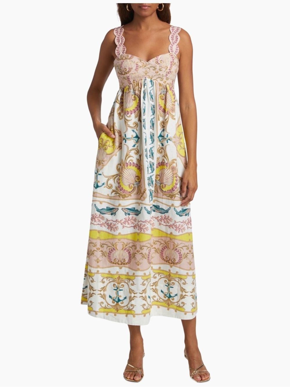 FARM Rio Maritime Magic Linen Maxi Dress, NWT 🇧🇷